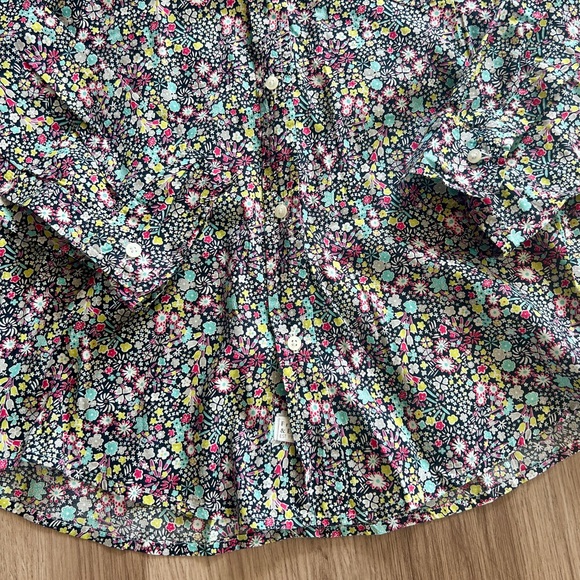 FRANK & EILEEN BARRY Tailored Crinkle Cotton Floral Button-Up Shirt L - Picture 4 of 11